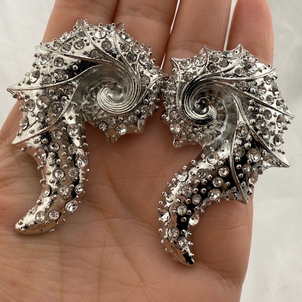 Zara unique diamonds and Silver Seashell Earrings